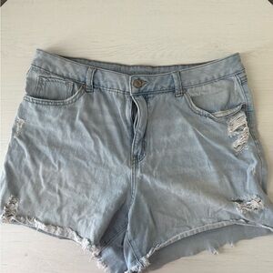 Light Blue Distressed Denim Shorts